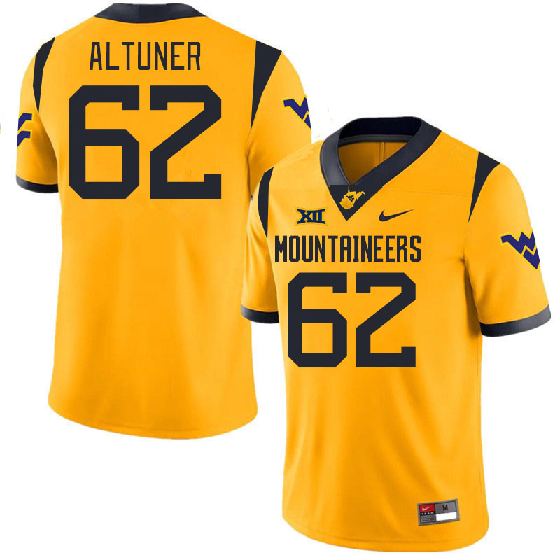 #62 Kyle Altuner West Virginia Mountaineers College 2024 New Uniforms Football Jerseys Stitched Sale-Gold